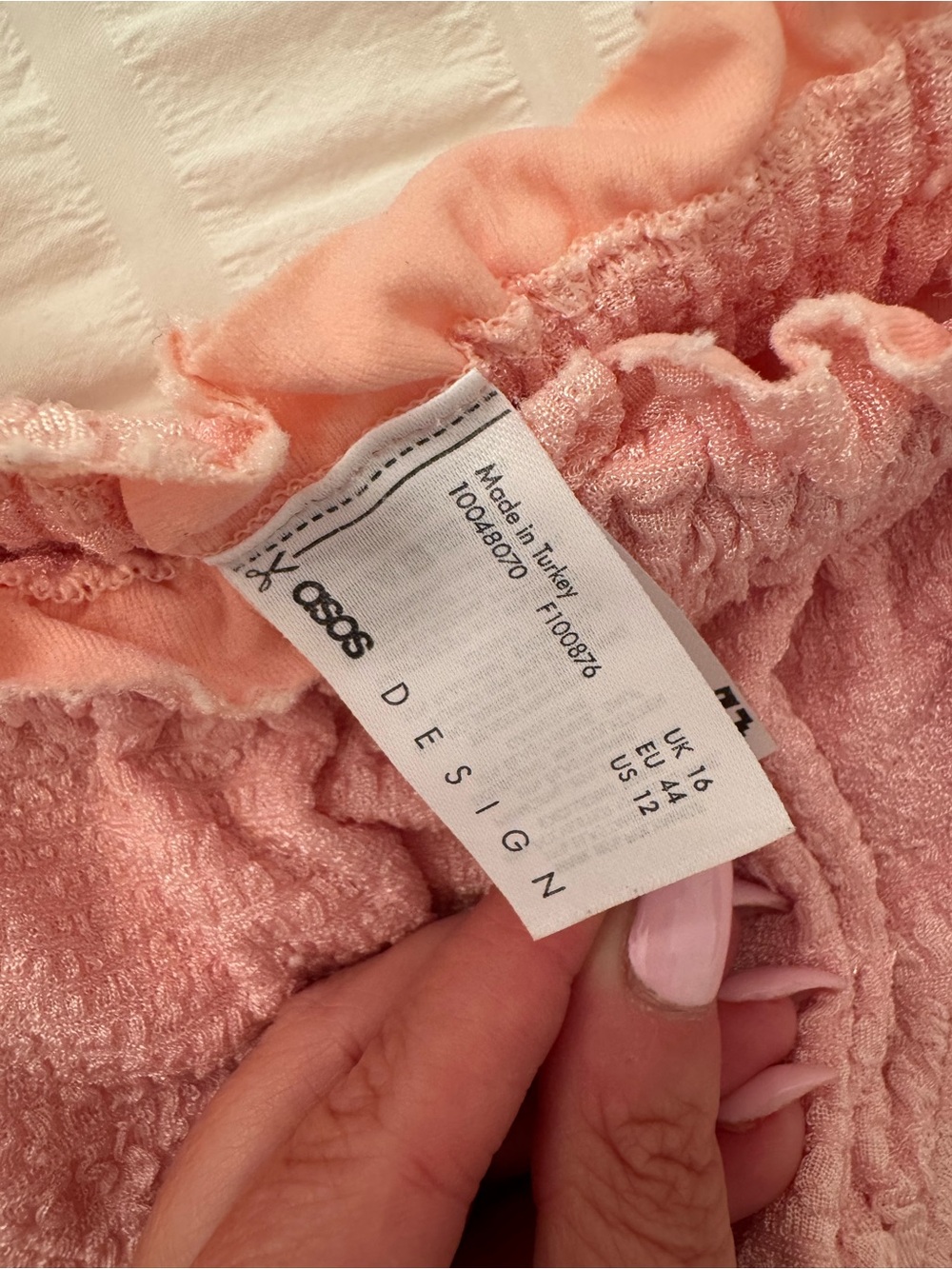 ASOS Ruffled Triangle Bikini Top - Pink Size 12 - Picture 4 of 7
